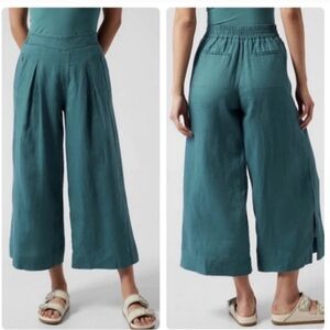 Athleta wide leg cropped linen pants